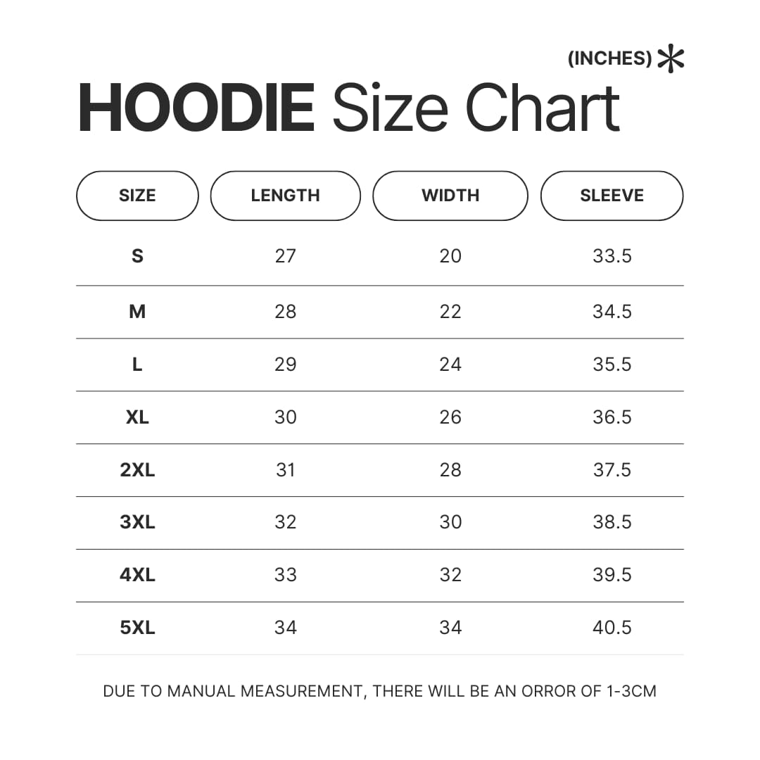 Hoodie Size Chart - Serious Sam Merch
