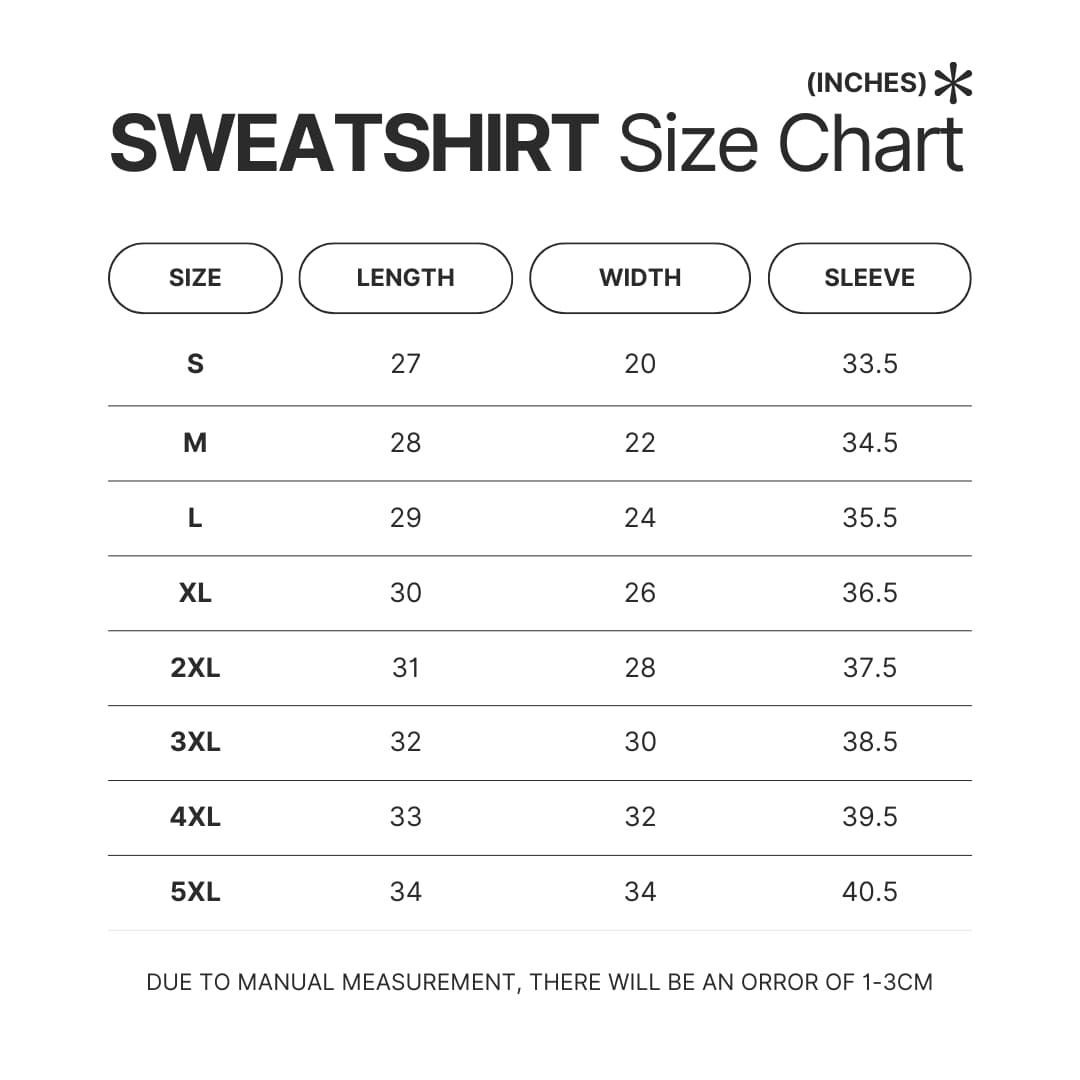 Sweatshirt Size Chart - Serious Sam Merch