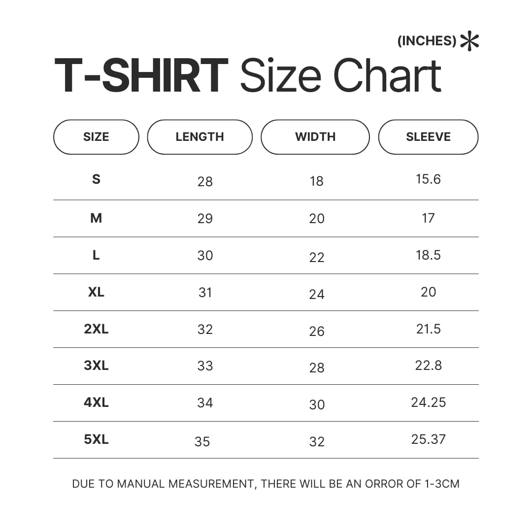 T shirt Size Chart - Serious Sam Merch
