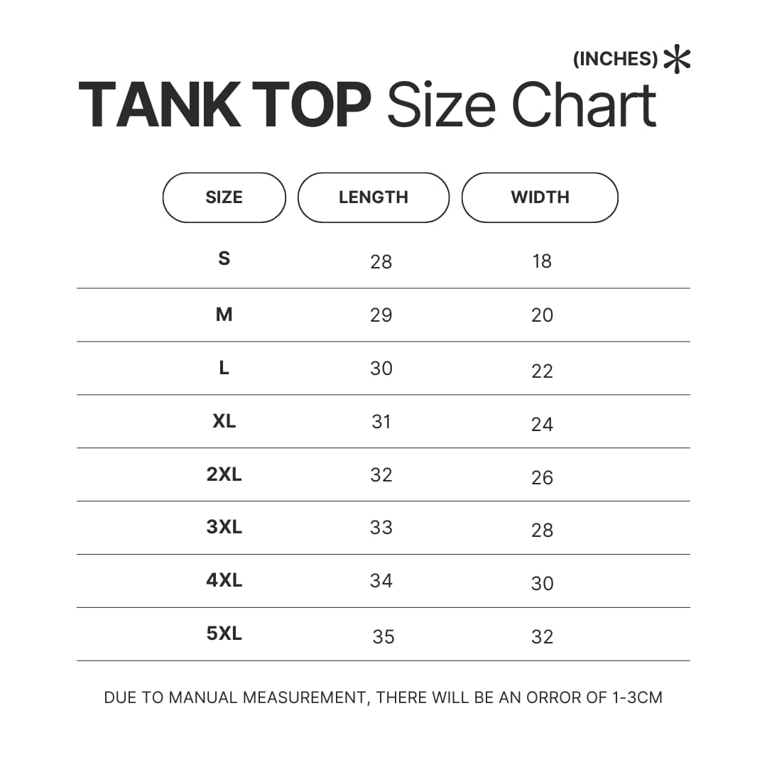 Tank Top Size Chart - Serious Sam Merch