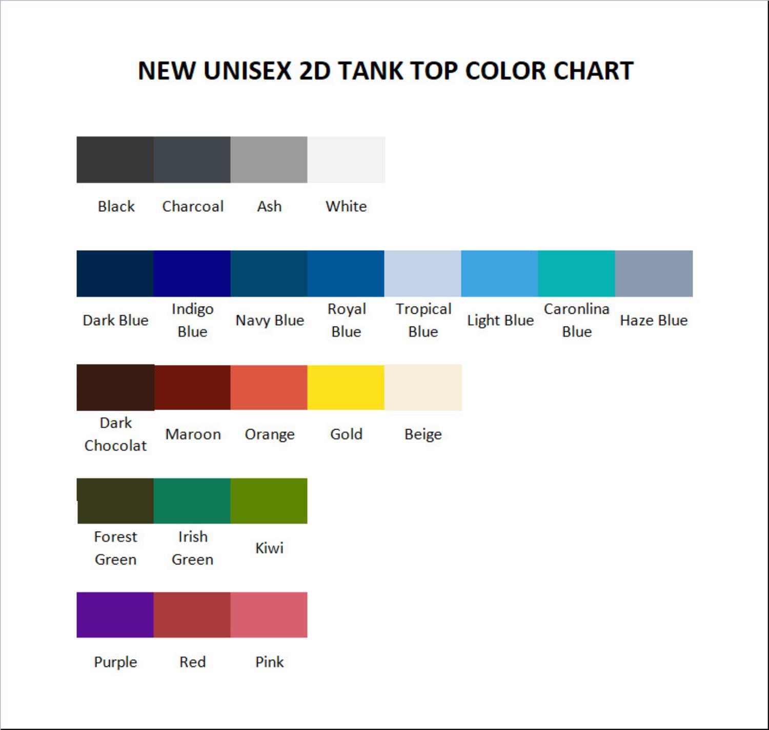 tank top color chart - Serious Sam Merch