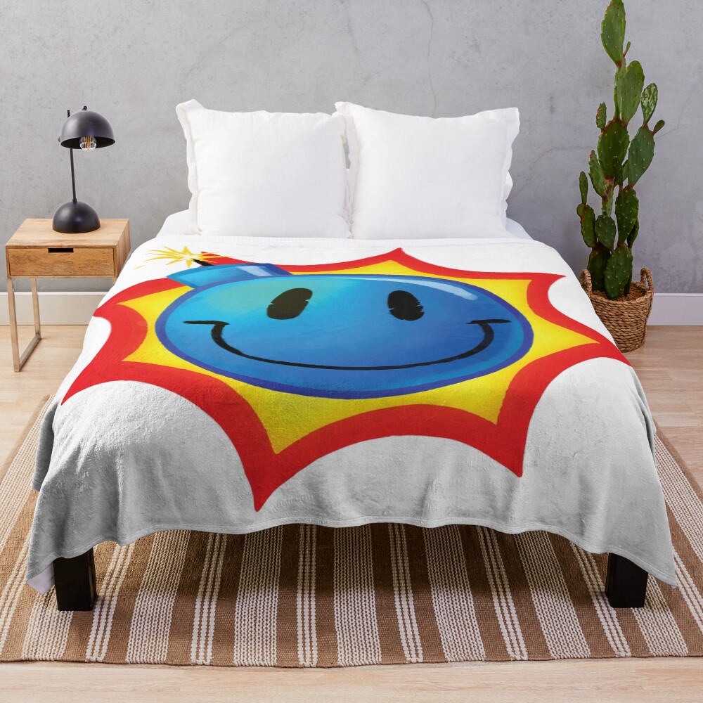 Smileybomb Serious Sam Throw Blanket